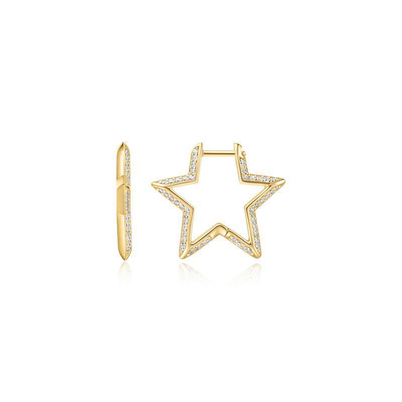 Ania Haie Gold Medium Star Pavé Hoop Earrings