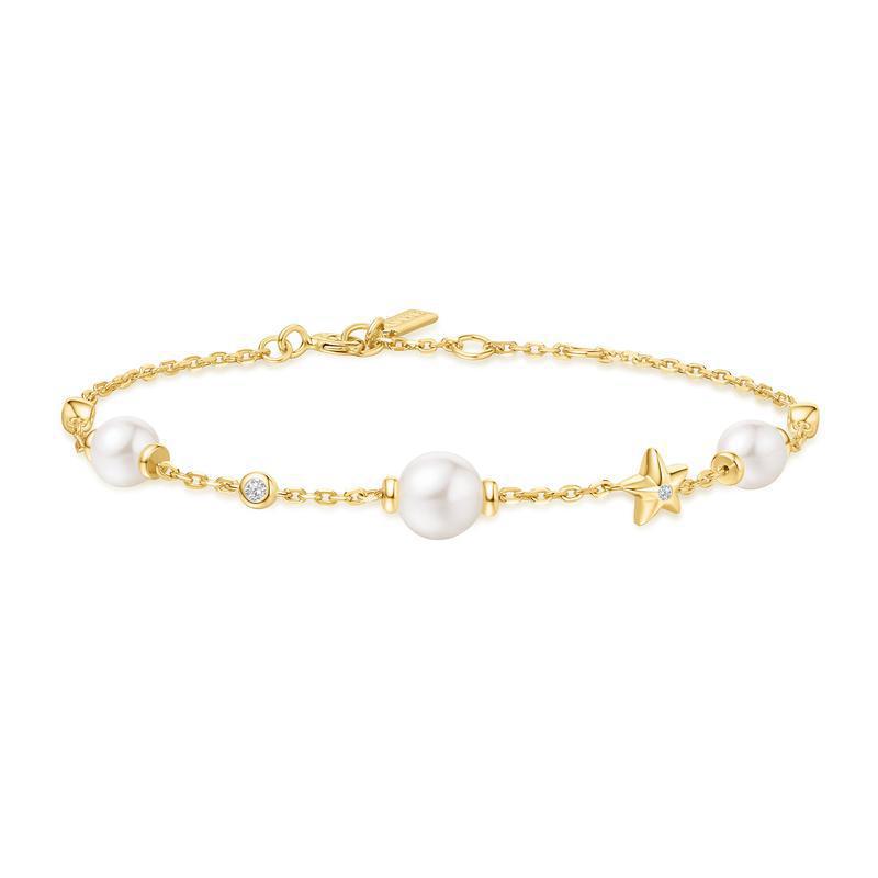 Ania Haie Gold Pearl and Star Station Bracelet