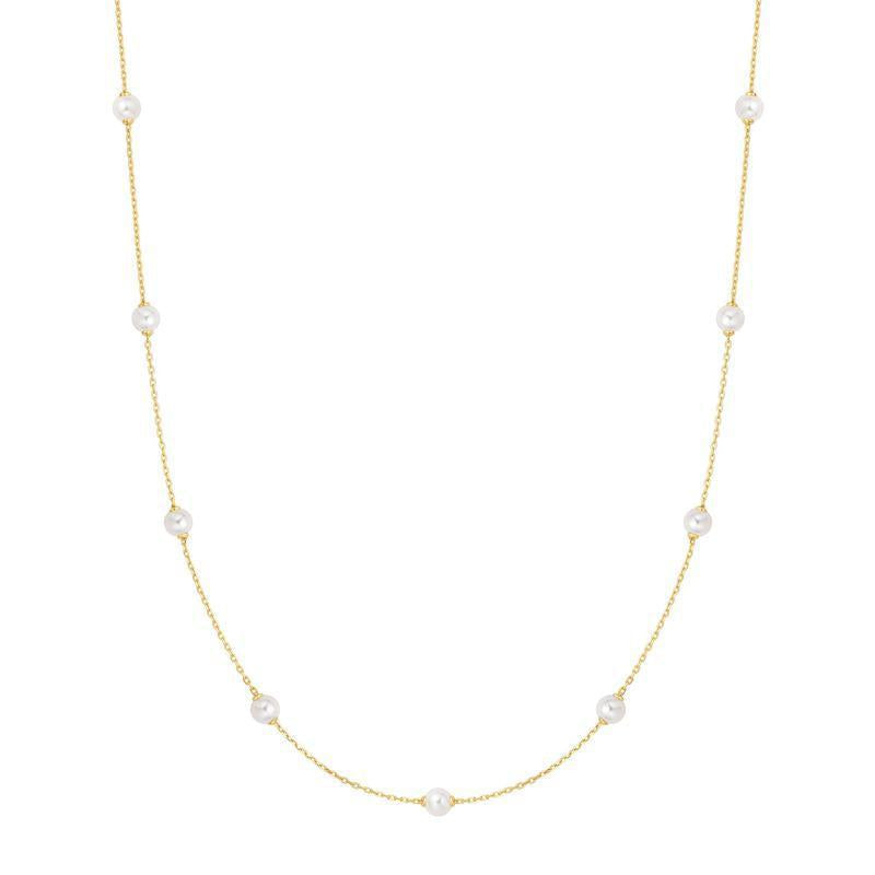 Ania Haie Gold Shell Pearl Station Chain Necklace