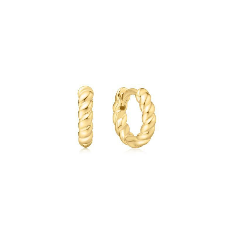 Ania Haie Gold Texture Small Huggie Hoop Earrings