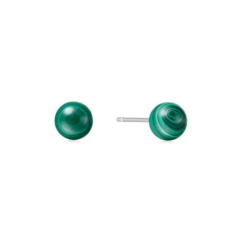 Ania Haie Silver Malachite Sphere Stud Earrings