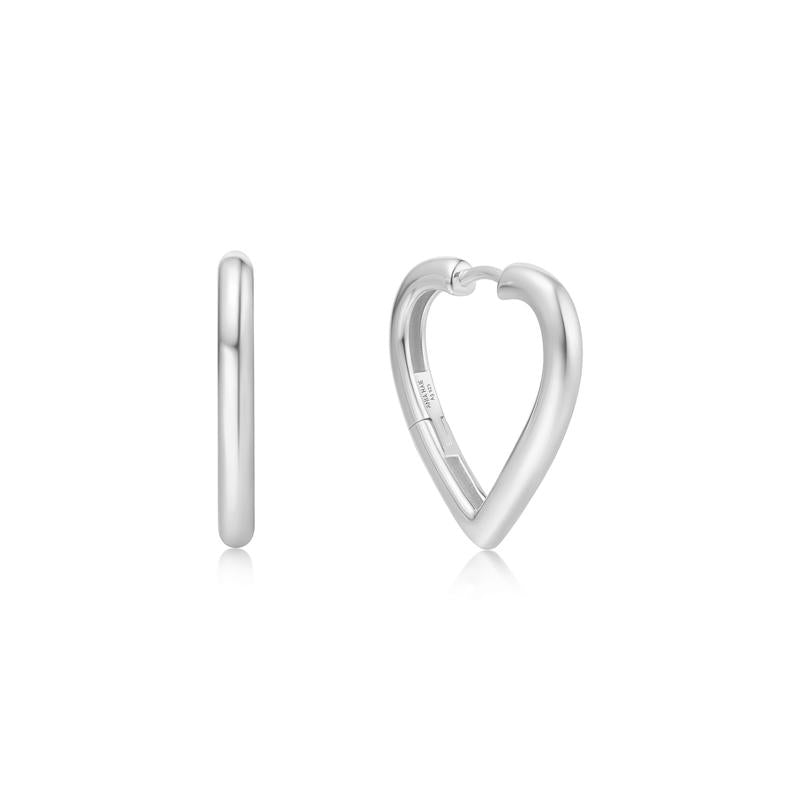 Ania Haie Silver Medium Heart Hoop Earrings