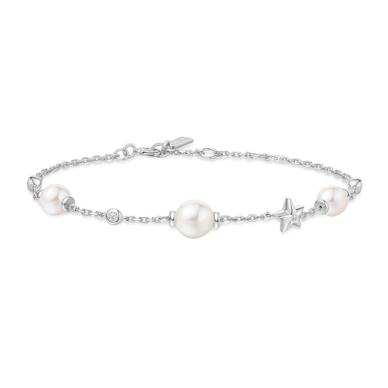 Ania Haie Silver Pearl and Star Station Bracelet