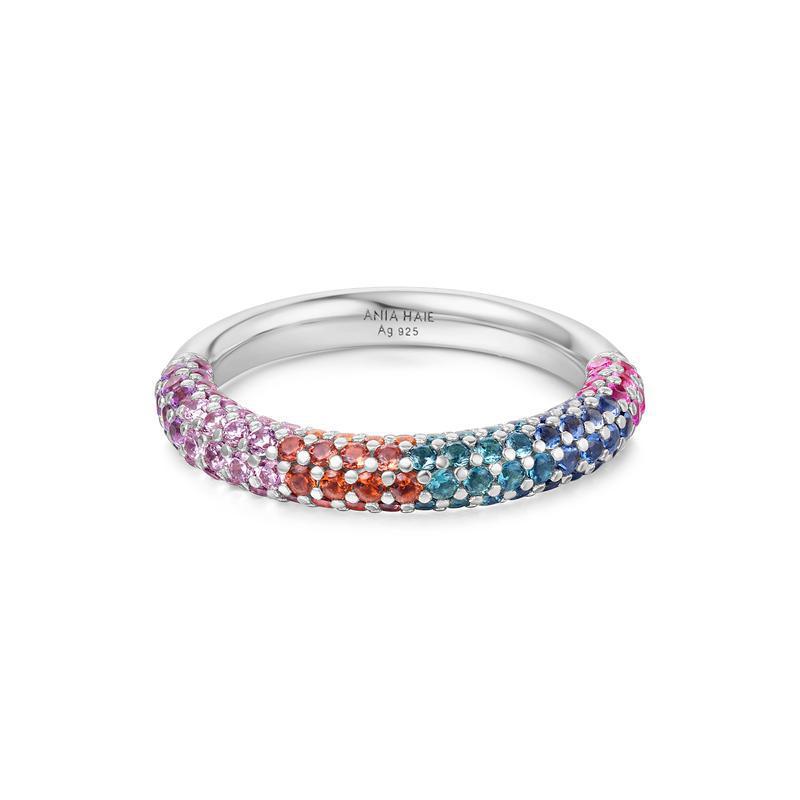 Ania Haie Silver Rainbow Pavé Ring