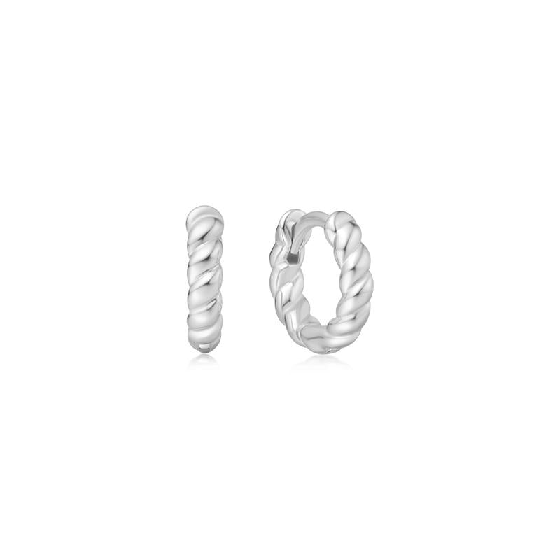 Ania Haie Silver Texture Small Huggie Hoop Earrings