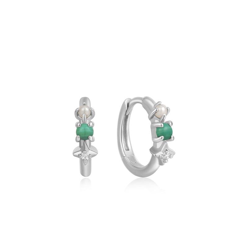 Ania Haie Malachite Star Huggie Hoop Earrings