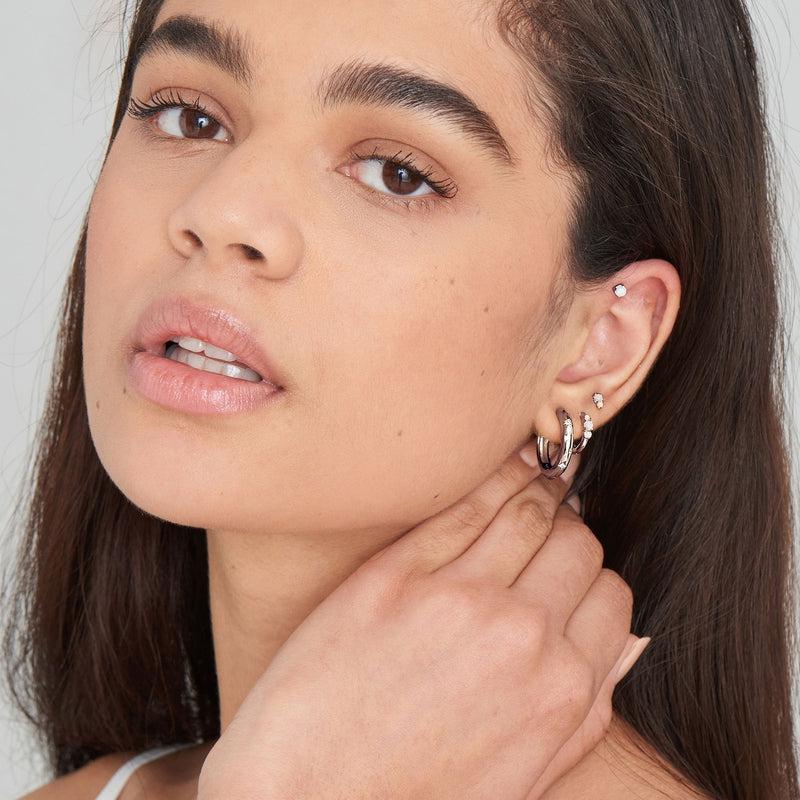 Ania Haie Silver Scattered Stars Hoop Earrings