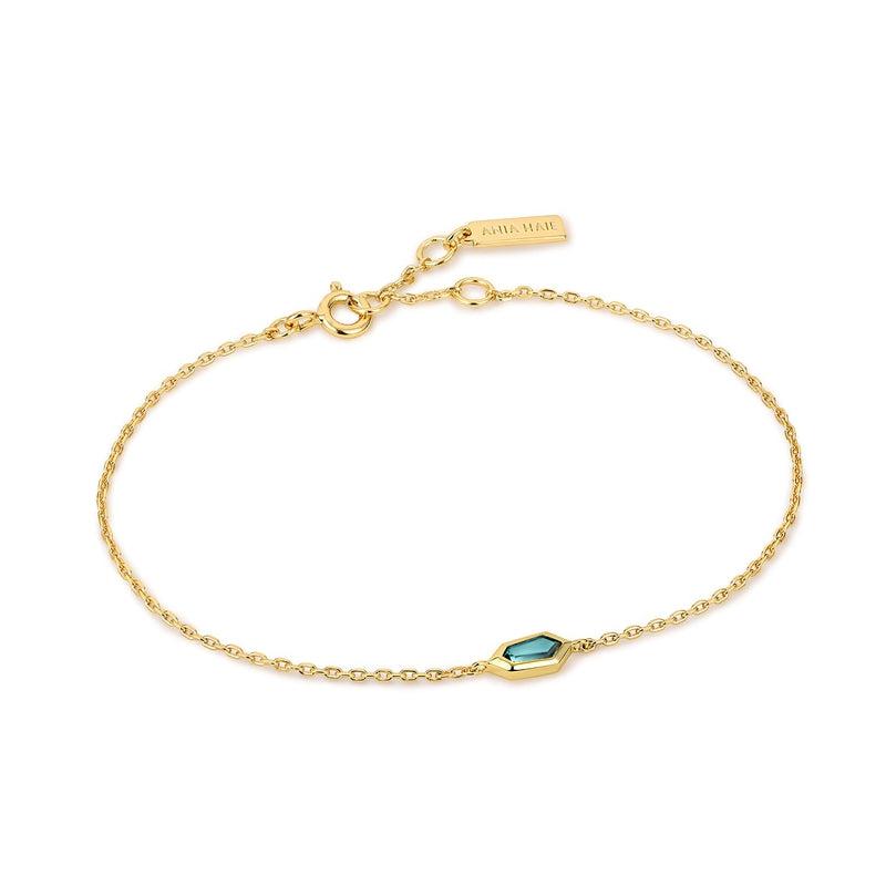 Ania Haie Teal Sparkle Emblem Chain Bracelet